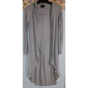 Hepburn Apparel XS Grey Open Hooded Ribbed Lightweight Duster Classic Cardigan